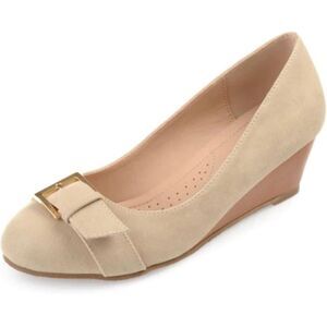 New in Box Journee Collection Graysn Wedge Heels with Buckle Bone Color Size 9.5